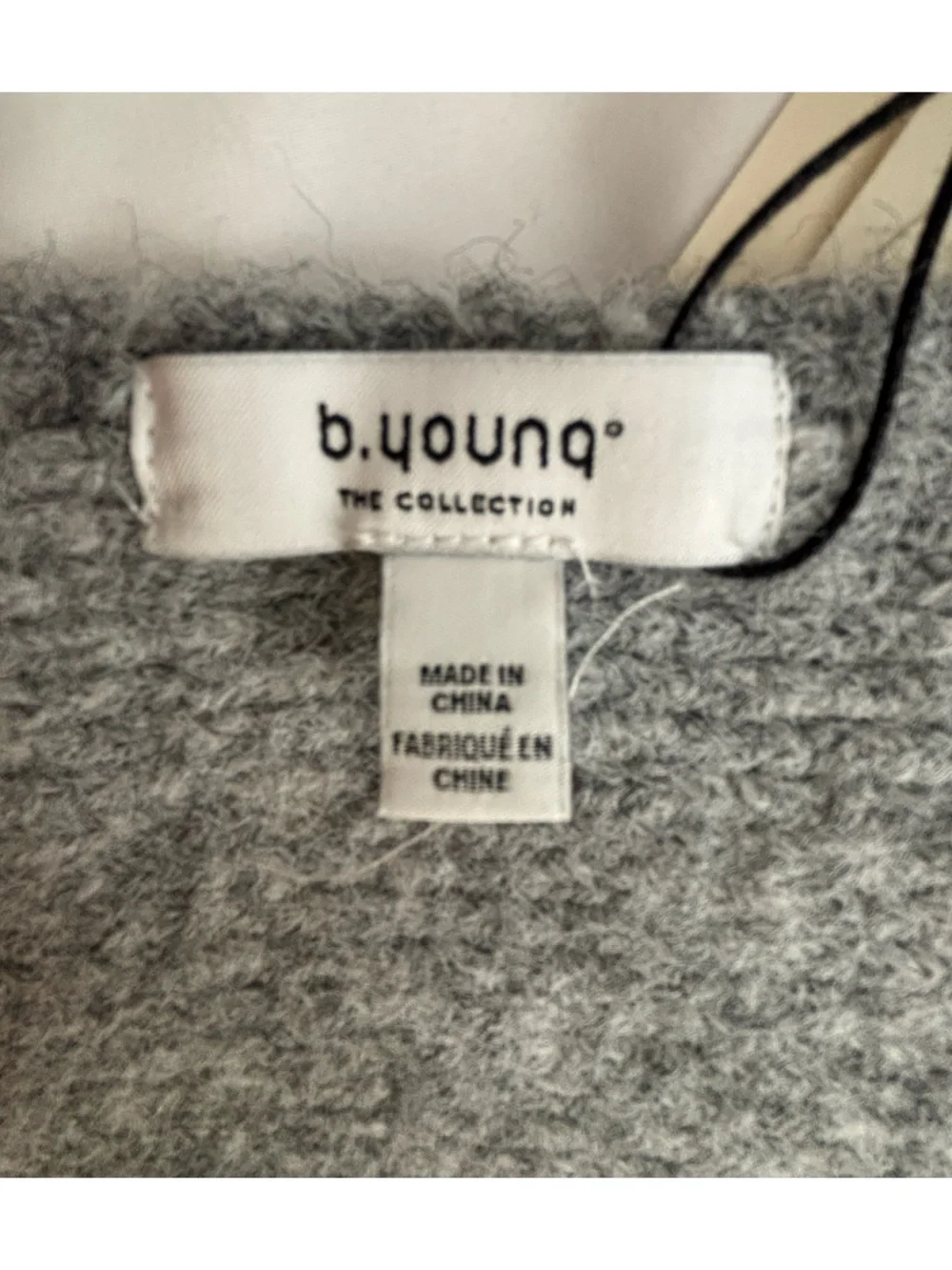 b. young Grey Wool-blend Hooded Scarf, NWT